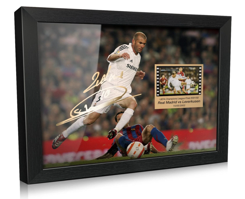 ORIMAMI Signed Soccer Ball Zinedine Zidane Photo Framed Poster with 1x35mm Memorabilia Film